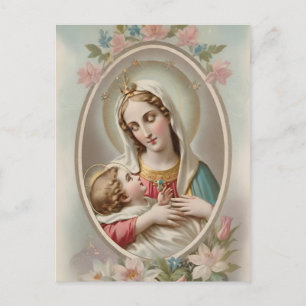 Vintage Virgin Mary with Jesus Child Postcard