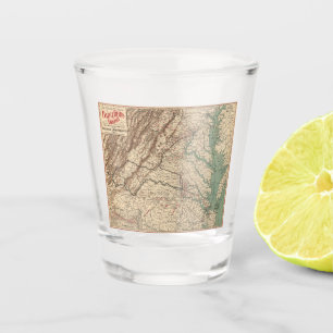 Vintage Virginia Civil War Battlefields Map, 1895 Shot Glass