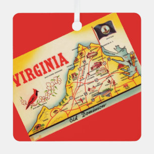 Vintage Virginia Map Metal Tree Decoration