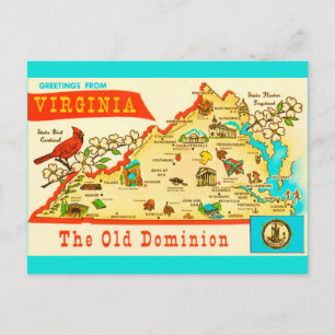 Vintage Virginia Map Postcard