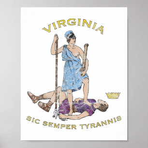 Vintage Virginia Motto Sic Semper Tyrannis  Poster