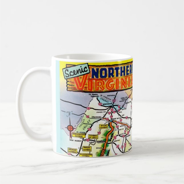 Vintage Virginia Postcard Map Coffee Mug (Left)