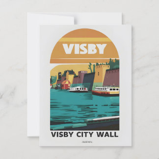 Vintage Visby City Wall Postcard – Retro Swedish C