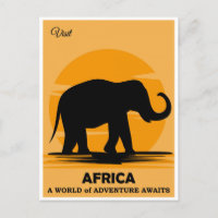 Vintage Visit Africa African Elephant Travel