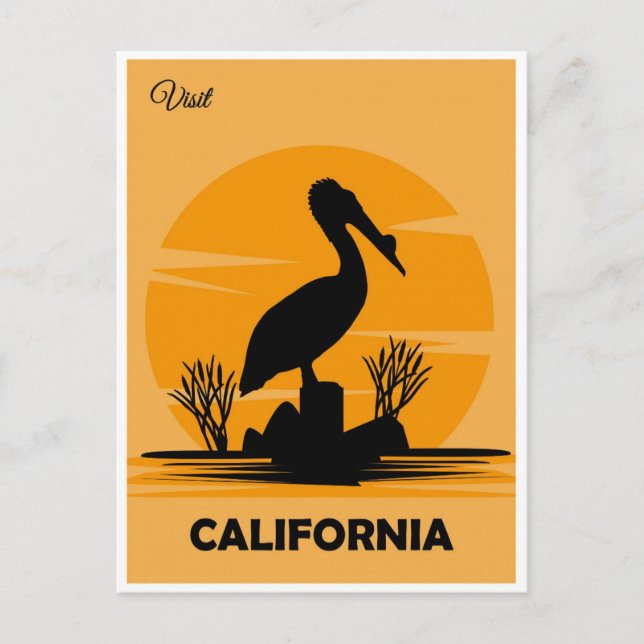 Vintage Visit California Pelican Travel  Postcard (Front)