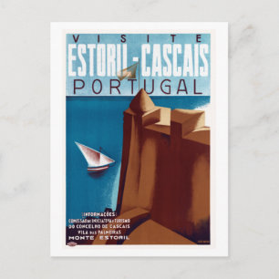 Vintage Visit Estoril-Cascais Portugal Travel Post Postcard