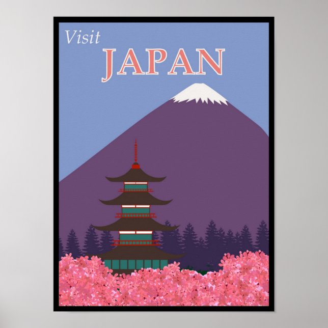 Vintage Visit Japan Travel Poster (Front)