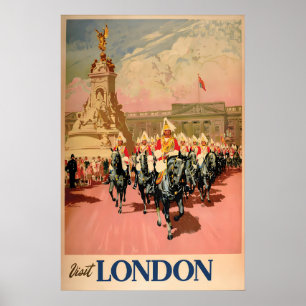 Vintage Visit London Poster Trafalgar Square