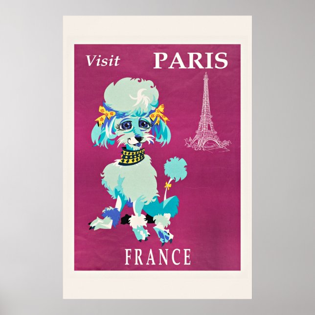 Vintage Visit Paris (French Poodle) Poster (Front)