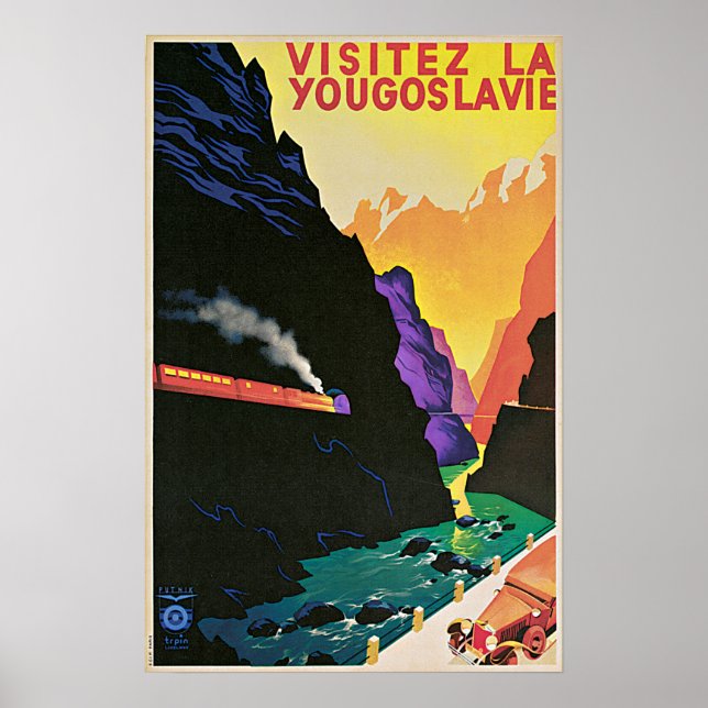 Vintage Visit Yugoslavia Travel Poster (Front)