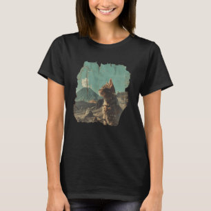 Vintage Volcanic View Kitten Lover Volcano Selfie T-Shirt