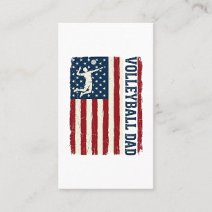 Vintage Volleyball Dad Patriotic Flag Shirt Design Business Card