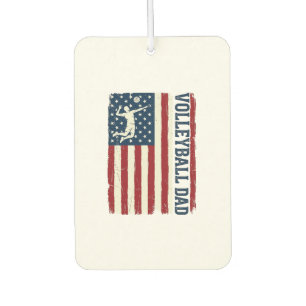 Vintage Volleyball Dad Patriotic Flag Shirt Design Car Air Freshener