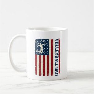Vintage Volleyball Dad Patriotic Flag Shirt Design Coffee Mug