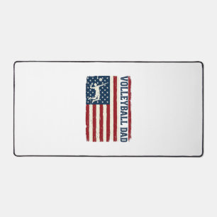 Vintage Volleyball Dad Patriotic Flag Shirt Design Desk Mat