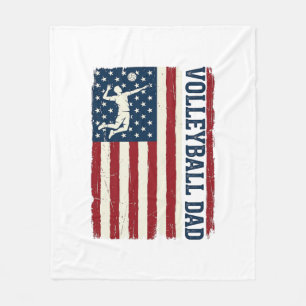 Vintage Volleyball Dad Patriotic Flag Shirt Design Fleece Blanket
