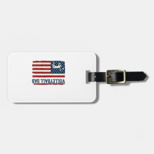 Vintage Volleyball Dad Patriotic Flag Shirt Design Luggage Tag