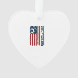 Vintage Volleyball Dad Patriotic Flag Shirt Design Ornament