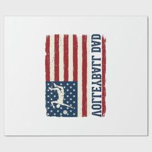 Vintage Volleyball Dad Patriotic Flag Shirt Design Wrapping Paper