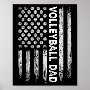 Vintage Volleyball Dad Usa Flag Retro Fathers Day  Poster