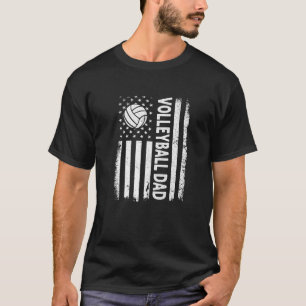 Vintage Volleyball Dad USA Flag Retro Fathers Day T-Shirt