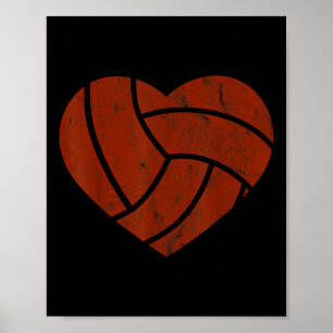 Vintage Volleyball Heart Gift Retro Player Valenti Poster