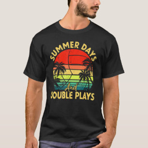 Vintage Volleyball Summer Days And Double Plays Su T-Shirt
