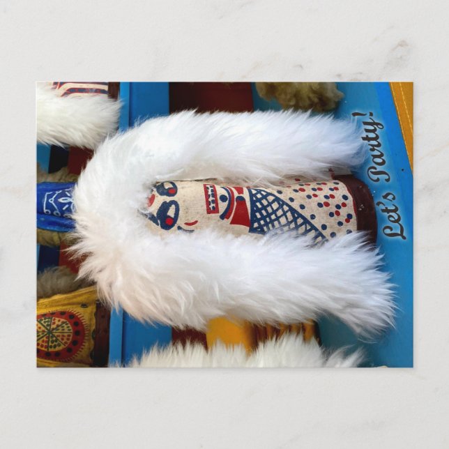 Vintage Voodoo Knockdown Doll Let's Party postcard (Front)