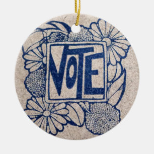 Vintage VOTE Ceramic Tree Decoration