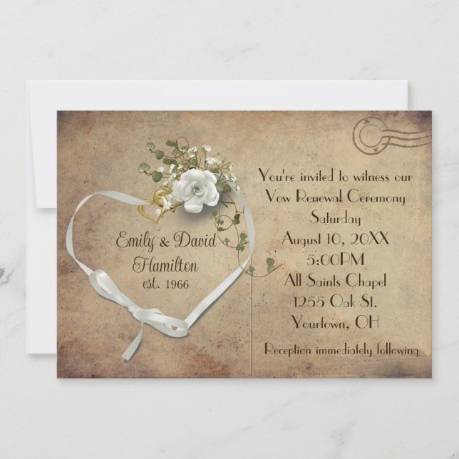 Vintage Vow Renewal Wedding Invite Postcard (Front)