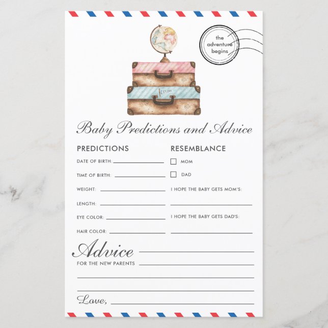 Vintage Voyage Travel Baby Predictions and Advice (Front)