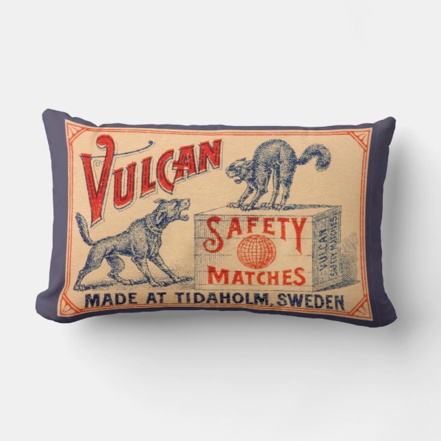 Vintage Vulcan Safety Match Label Lumbar Cushion (Front)