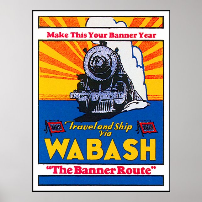Vintage Wabash Train Ad Poster (Front)