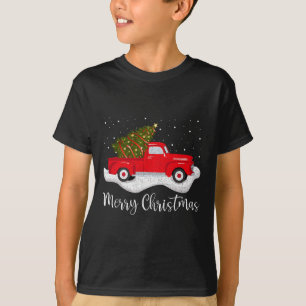 Vintage Wagon Christmas Tree on Car Xmas red Truc T-Shirt