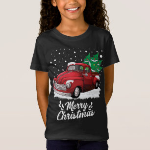 Vintage Wagon Christmas Tree On Car Xmas Red Truck T-Shirt