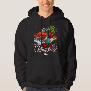 Vintage Wagon Red Truck Christmas Tree Pajama Fami Hoodie
