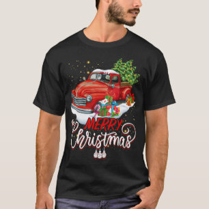 Vintage Wagon Red Truck Christmas Tree Pajama Fami T-Shirt