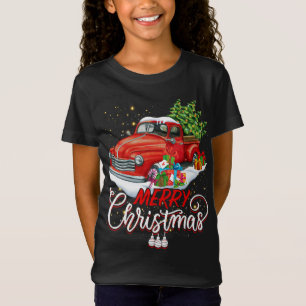 Vintage Wagon Red Truck Christmas Tree Pajama Fami T-Shirt