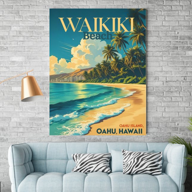 Vintage Waikiki Beach,Hawaii - Retro Travel Poster (Creator Uploaded)