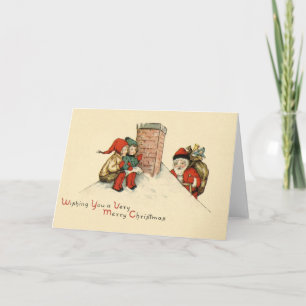 Vintage Waiting For Santa Christmas Card