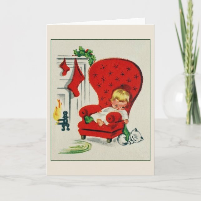 Vintage Waiting For Santa Christmas Card (Front)