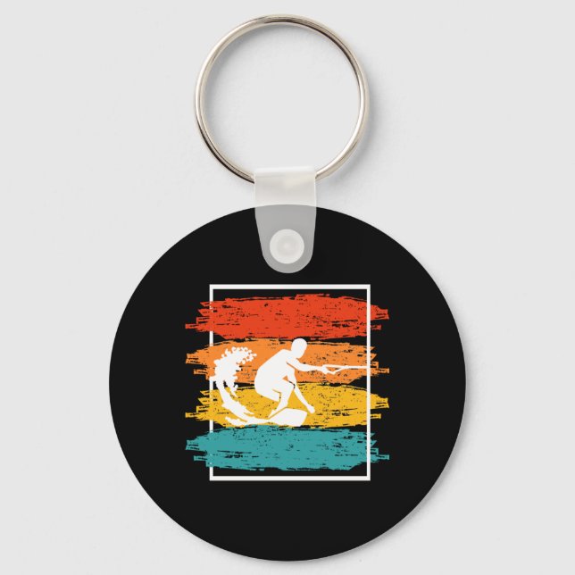 Vintage Wakeboarding Wakesurfing Wakesurfer Key Ring (Front)