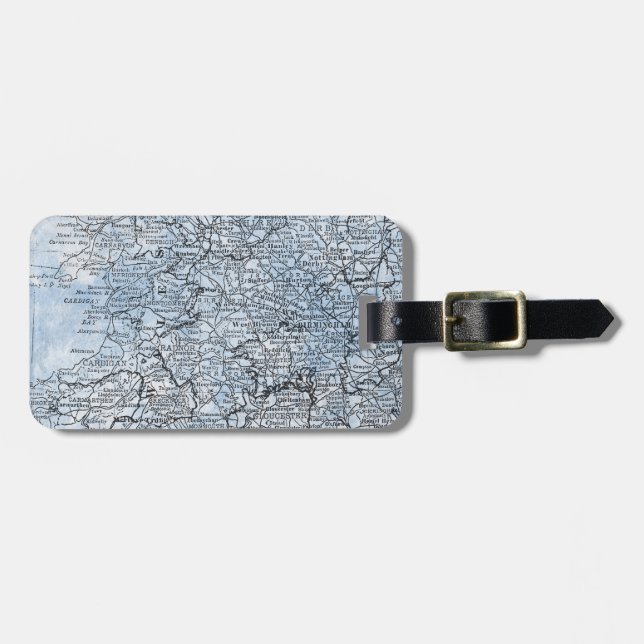 Vintage Wales England Region Map Travel Luggage Tag (Front Horizontal)