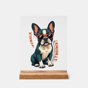 Vintage Walk Ill Think About It French Bulldog Fun Acrylic Sign