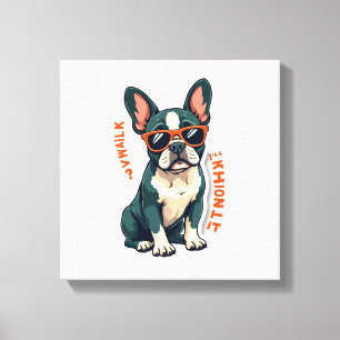 Vintage Walk Ill Think About It French Bulldog Fun Canvas Print
