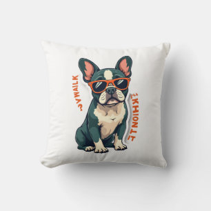 Vintage Walk Ill Think About It French Bulldog Fun Cushion