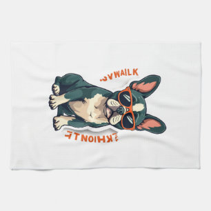Vintage Walk Ill Think About It French Bulldog Fun Tea Towel