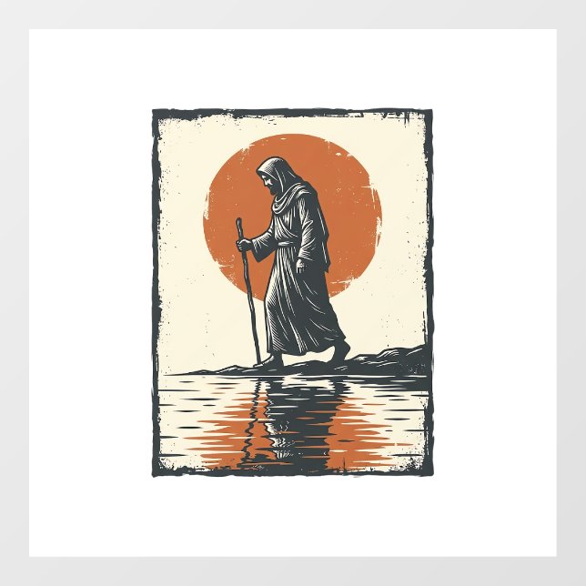 Vintage Walking Figure Sunset Reflection Vector Ar (Sheet)