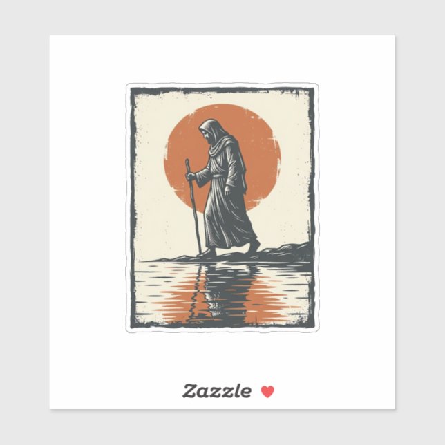Vintage Walking Figure Sunset Reflection Vector Ar (Sheet)