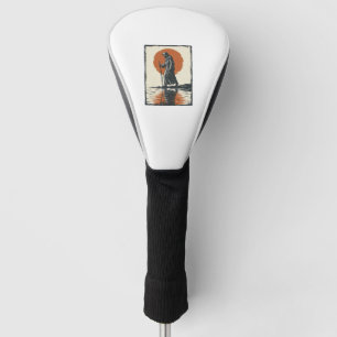 Vintage Walking Figure Sunset Reflection Vector Ar Golf Head Cover